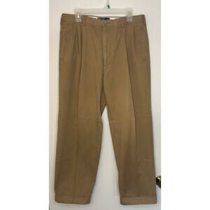 Classic POLO RALPH LAUREN Khaki Hammond Pants Cotton Pleated Chino Mens 36/30